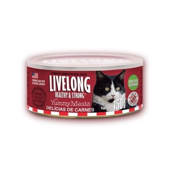 LIVELONG GATO DELICIAS DE CARNE LATA 150 GR