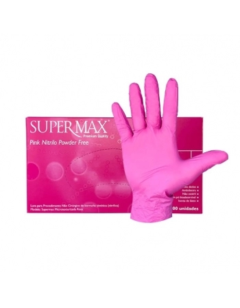 LUVA DE PROC NITRILO M PINK SUPERMAX