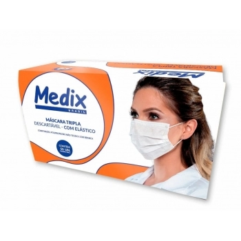 MASCARA TRIPLA BRANCA C/ELAST CX C/50 UND MEDIX