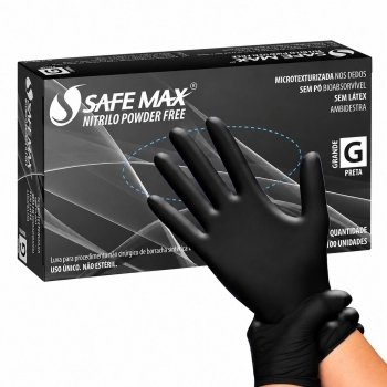 LUVA DE PROC NITRILO G PRETA SAFEMAX